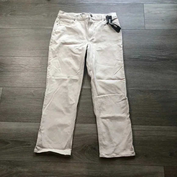 Express Straight Crop High Rise Khaki Jeans NWT Size 8 - Picture 2 of 11